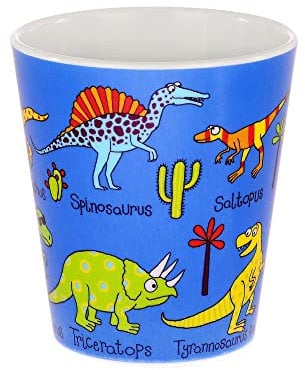 Tyrrell Katz Kids Dinosaurs Printed Beaker in Blue - Dishwasher Safe Children’s Drinking Cup Everyday Melamine Tableware - 8 x 7 cm