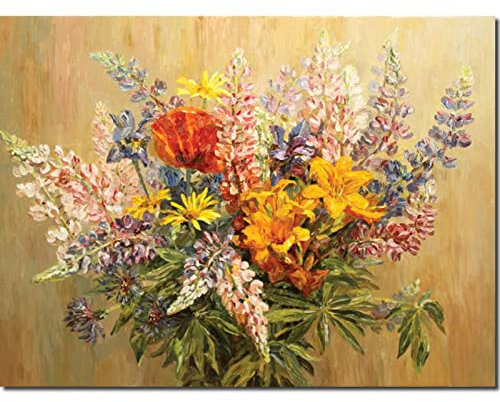 Fuumuui Malen Nach Zahlen Erwachsene und Kinder Anfänger Gemälde inklusive Pinsel und Acrylfarben 40 x 50 cm - Landschaft, Stilleben Blumen