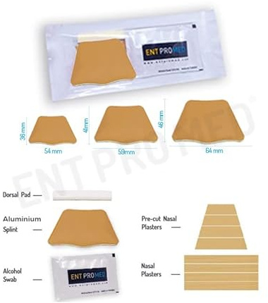 Stecca nasale esterna in alluminio, colore beige, un kit, post-chirurgia nasale, rinoplastica, settoplastica, prodotto ENT (medio 41 mm x 59 mm)
