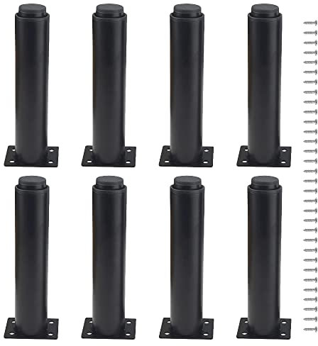 XINMEIWEN Lot de 8 pieds de meubles réglables en métal robuste pour table, lit, canapé (180 mm-300 mm, noir)