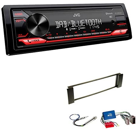 JVC KD-X282DBT 1-DIN Digital Autoradio DAB+ Bluetooth USB Einbauset passend für Audi A3 Facelift 2000-2003 schwarz