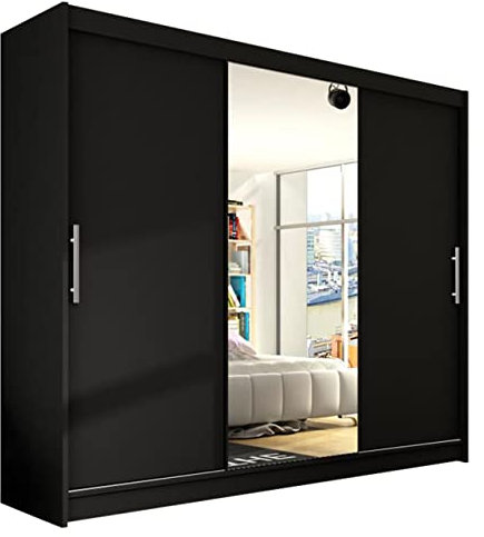 Mirjan24 Aston 250 Armoire à portes coulissantes avec miroir Noir