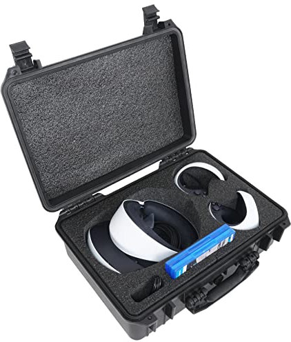 Case Club Hartschalen-Tragetasche, passend für Playstation VR2 Headset, 2 Sense-Controller, Kabel, 2 Spiele und kleines Zubehör! Abschließbare Hülle mit stoßdämpfendem vorgeschnittenem Schaumstoff,