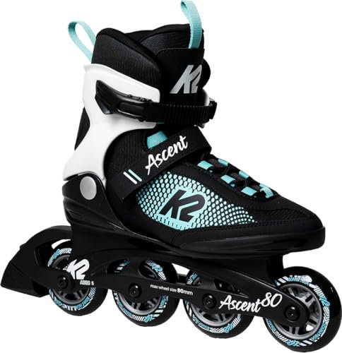 K2 Ascent 80 W Inline Skate Black/White/Turquise, 36.5