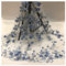SHTGOI 1 Yard 3D Blumen Bestickte Tüll Spitze Stoff Stickereistoff mit Vier Kleeblättern Netzstoff für DIY Nähen Handgefertigte Kleidung Hochzeitskleid Heimdekoration 129,5 cm Breit Blau