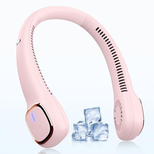 Bladeless Neck Fan, Upgrade Portable Neck Fan Cooling with 360°Airflow, Rechargeable 4000mAh Battery Operated Wearable USB Fan Quiet Mini Fan for Women/Man Indoor and Travel (Pink)