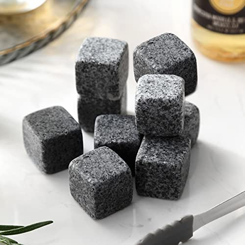 Leiblsufo Whisky Steine Set,Wiederverwendbare Eiswürfel, Whiskysteine, Rum Stones, Kühlsteine,Handgefertigte Premium-Granitsteine Grau