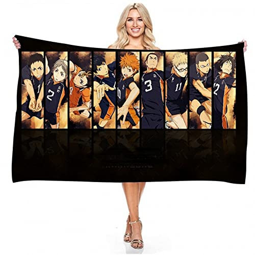 IMFLY Haikyuu Anime Strandtuch 70x140cm,Mikrofaser Badetuch-Strandtücher,Handtuch Badelaken Handtücher Für Kinder, Badtextilien (1,90x180cm)