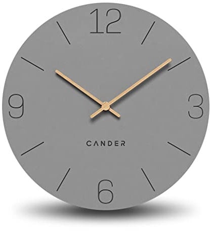 Cander Berlin MNU 2650 H XXL Wanduhr lautlos 50 cm ohne Tickgeräusche analog Wohnzimmer modern Vintage grau Holzzeiger groß