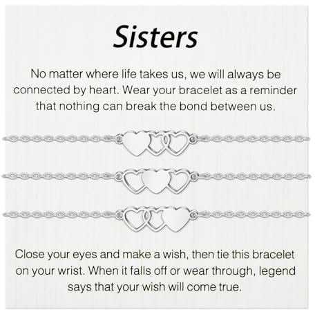 BOCHOI Schwestern Armband 3 Stück Silber Herz Gliederarmband Geschenk Für Schwester Freundschaftsgeschenk Für Mädchen Bff Bestie Bracciali per uomo e donna 82