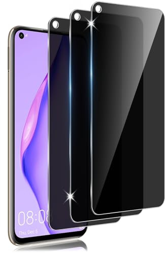 Vsjnk Anti-Spähen Sichtschutz für Huawei P40 Lite mit 3 Stück Privatsphäre Tempered Glass Folie 9H Panzer Schutz Glas HD Displayschutzfolie,kompatible mit Huawei P40 Lite