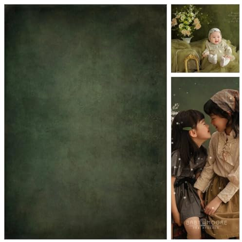 WaW 1,5x2,2m Fotohintergrund Stoff Retro Dunkelgrün Antik für Fotostudios Vintage Beton Shooting Hintergrund für Neugeborenen, Baby, Porträt Fotografie