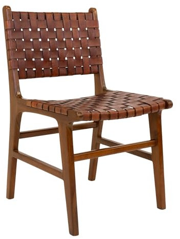 möbelando Holzstuhl >Perugia< (2er-Set) in Braun, Leder - 51x87x53cm (BxHxT)
