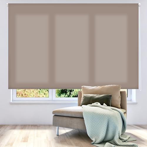 ECOMMERC3 | Glattes, durchscheinendes Rollo 160x250 Breite x Höhe - Rollo Stoffmaß 157x245- Einfache Rollo - Installation an Wand oder Decke - Rollo Braun