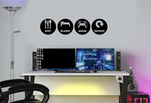 Eat Sleep Game Repeat Wall Sticker Gaming Zone Gamer Wall Sticker PS Decals Gaming Murals PSG