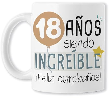 TEDEDIKO ¡FELICIDADES! Taza ¡Feliz 18 cumpleaños! Divertido detalle de aniversario Para Hombre o Mujer - Tarjeta de felicitación - Mayor de edad | Regalo Original | Cerámica blanca brillante