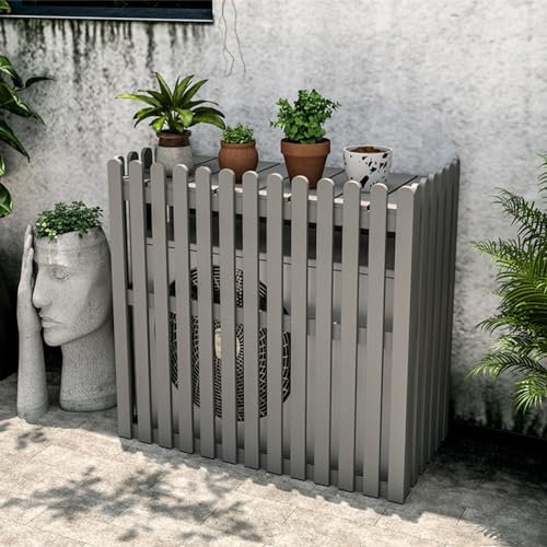 Cubre Aire Acondicionado Exterior Decorativo Estante Pantalla de Privacidad para Exteriores Pantalla Decorativa de Valla de Privacidad de Aire Acondicionado para Césped Terraza Jardín. ( Color : Gray