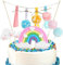 DERAYEE Regenbogen Wolken Tortendeko,Smiley Geburtstag Cake Topper Kuchendeko für Kinder Mädchen Junge Party