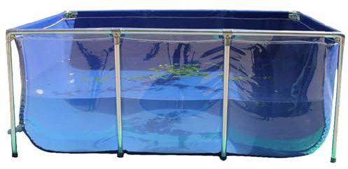 YEHOZZ Großes Aquarium Aus PVC-Leinwand, Oberirdischer Pool, Poolteich Für Fische Und Wassertiere, Stahlrahmen, Klares Sichtfenster, Einfache Montage,140x140x71cm