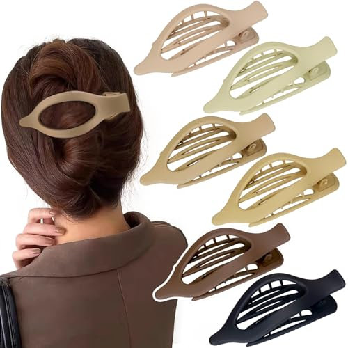 Parcce 6 Stück starke quadratische Haarspangen-Set, 10,4 cm, Acryl, dekorativ, rutschfest, mittelgroß, matt, Haarklammer für Damen und Mädchen, Haarstyling-Zubehör für dünnes bis dickes Haar