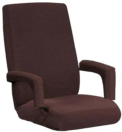 Sofa Lederbezug Stretch-Bürostuhlbezug mit hoher Rückenlehne, Computerstuhl-Schonbezüge für universellen Drehstuhl mit Armlehne L Sesselbezug Stretch Blau (Brown, One Size)