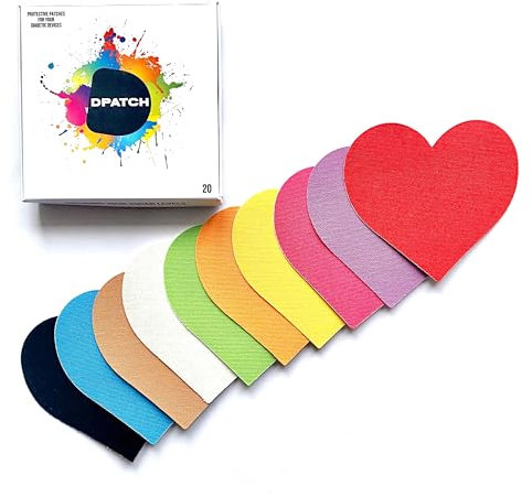 DPatch Cover Patches for Freestyle Libre 2 - Our cgm Sensor Patches are Waterproof, Unique Non-Stick Centre, Breathable, Long-Lasting Adhesion for Your Libre 2 Sensor - 20 Pack - Heart Shape