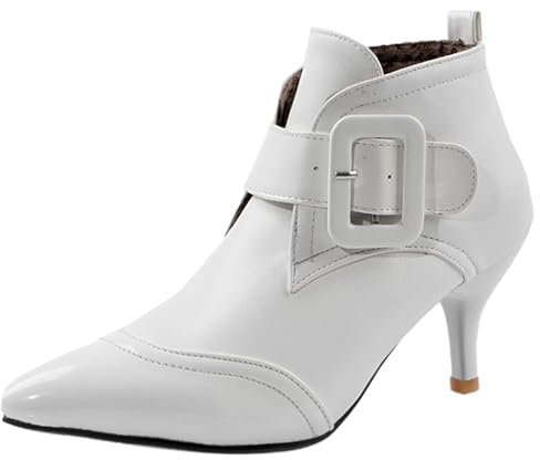 Asterisco Stivaletti da Donna con Tacco a Gattino Tacco Alto Boot Appuntito Zip Stivali da Festa, R33004Rf Bianco Numero 33 EU/32Cn