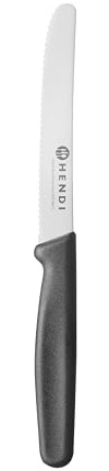 HENDI Couteau utilitaire, lame dentelée, couteau de cuisine universel, couteau de chef, couteau tout usage, 211x20x(H)10mm, inox, polypropylène, noir