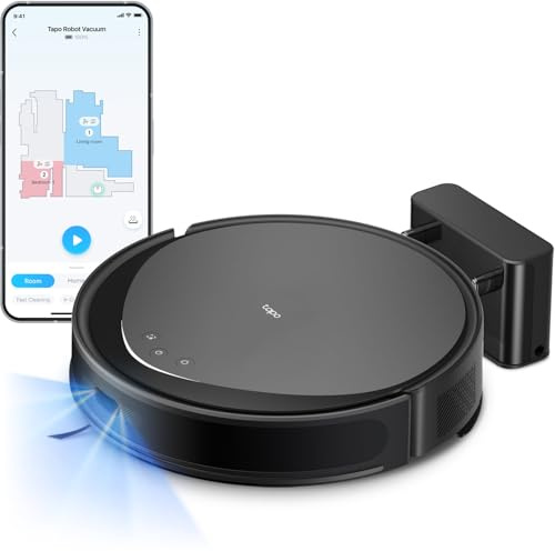 Tapo LiDAR - Robot Aspirador y trapeador de navegación Inteligente Ultrafino, 5300 Pa MAX, 97% + Recogida de Polvo, Limpieza Personalizable, autocarga, Funciona con Alexa y Google Home, RV20 MAX