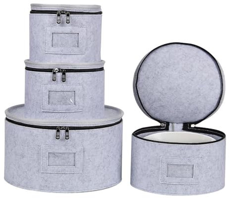 Folpus Lot de 4 boîtes de Rangement en Porcelaine pour Vaisselle, Tasses, avec Couvercle, boîtes de Rangement Mobiles pour ustensiles, pour Verres à Pied en