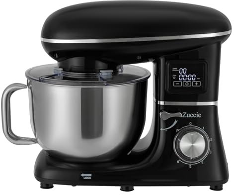 Robot de cocina, 6,2 L, universal, 1500 W, 6 + 1 velocidad, pantalla táctil, con pantalla LCD, color negro, 3 batidores