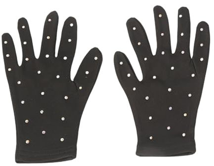 EHJRE Eiskunstlauf Wettkampfhandschuhe, Strass Dekoration, Tanzhandschuhe für Eiskunstlauf Wettbewerb, Trainingsshow, S Black