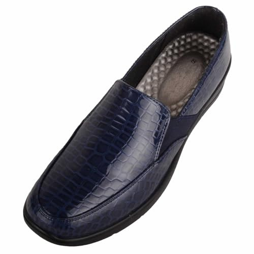 Womens Easy Slip On Wedged Lightweight Comfort Shoe with Twin Gusset