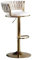 AmphaDeco Swivel Bar Hocker Gold Beinen mit Gewebten Rücken & Fußstütze Set Von 1 2 3 4 6, Gepolstert Samt Einstellbare Frühstück Barhocker für Küche Counter Esszimmer Stühle,Weiß,1