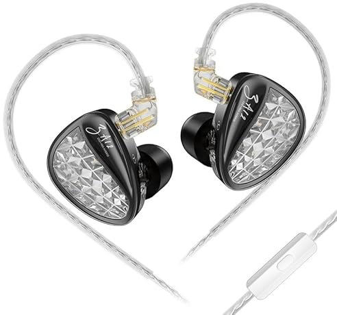 KINBOOFI KZ ZA12 IEM, 2DD e 4BA, cuffie ibride in-ear, cuffie cablate ad alta definizione, auricolari leggeri con microfono, cavo argentato ad alta purezza, stereo HiFi
