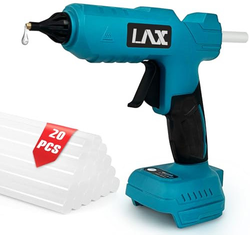 L1NXIXI Pistola per colla a caldo senza fili da 100 W per batteria Makita da 18 V, kit di pistola per colla resistente portatile con 20 bastoncini di colla a caldo per riparazioni domestiche, arti e