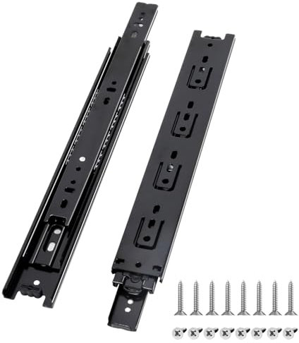 Prmape 2 Stück Schubladenschienen 300mm, Schubladen Auszugsschienen, 3 Falten Teleskopauszug Schublade, Schubladen Scharniere Vollauszug 600mm, Schwere Tragfähigkeit von 45 KG