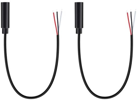 Greluma 2 pièces 3,5 mm 3 pôles prise femelle à l'extrémité ouverte du fil nu, 0.3m trs stéréo 1/8 femelle connecteur câble Écouteurs Écouteurs réparation de cordons d'écouteurs