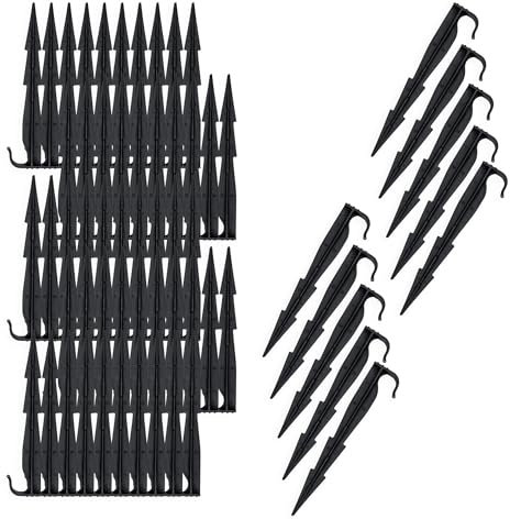 Gartenschlauch Bodenanker schwarz 16 cm - 100er Pack - Erdspieß für Sprinkler und Bewässerungsschläuche - Erdanker für Bewässerung Boden Spieß Fixierung für Wasserschlauch Sprühschlauch Tropfschlauch