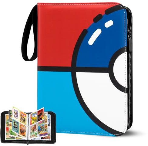 Sammelalbum für Karten Album 50 Seiten 400 Karten Kapazität,Sammelkarten Album Mappe Mit Reißverschluss,Tragbar Wasserdicht PU für Sammelheft Heft Ordner,Geschenk für Kinder (Q400)