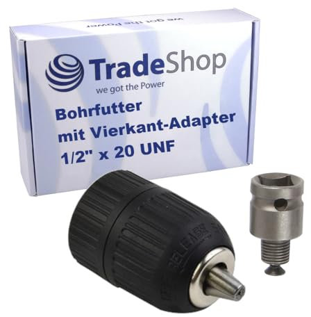 Trade-Shop 2in1 Set Bohrfutter + 1/2 Vierkant-Adapter für Schlagschrauber auf Bohrmaschine/Spannbereich 2-13mm