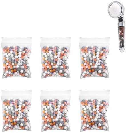6 Pack Mineral Balls Negative Ion, Tourmaline Balls, Bio-Active Stone, Ionic Shower Head Beads Filtration, PH Balance Hard Water Softens Mineral Balls Replacement, Removes Chlorine Fluoride Impurities