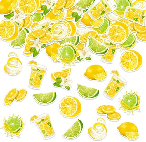 ParPix 100 Stk Zitronen Deko Geburtstag Konfetti, Groß 6,3cm Zitrone Streudeko Hawaii Party Deko, Lemons Themed Birthday Party Confetti, Sommerparty Streudeko,Zitronendeko Konfetti,Zitronen Dekoration