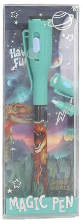Depesche 13381 Dino World - Geheimstift mit Dinosaurier Motiv, mit unsichtbarer Tinte und UV-Licht, inkl. Batterien