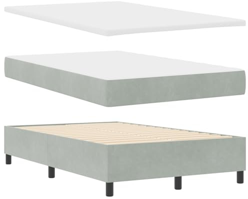 vidaXL Boxspringbett mit Kopfteil Hellgrau 190 x 120 cm Samt