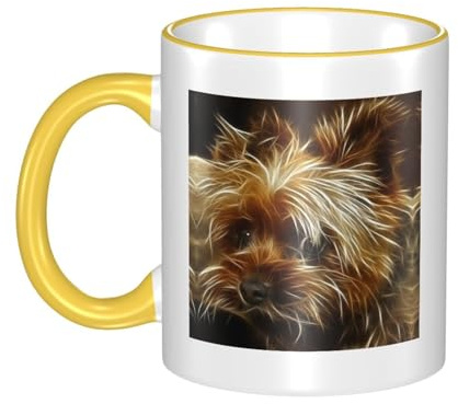 ESASAM Funny Yorkie Edge Color Ceramic Mugs, Classic Mugs, Cylindrical Cups, Curved Handles