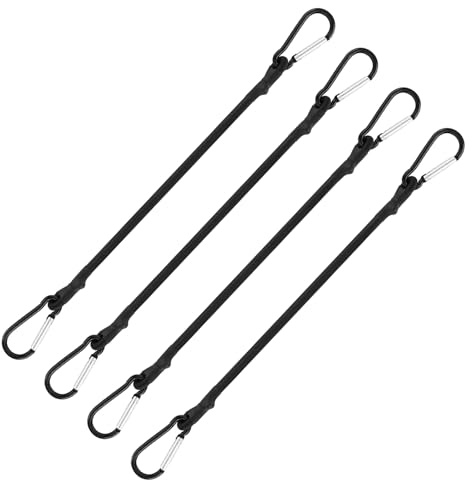 4 Stück Spannseile mit Karabinerhaken 60cm Expander mit Haken | Spanngummi mit Karabiner Expanderseil Starker Spanngurte Klein Expanderseil für Sonnensegel Garten Ladung