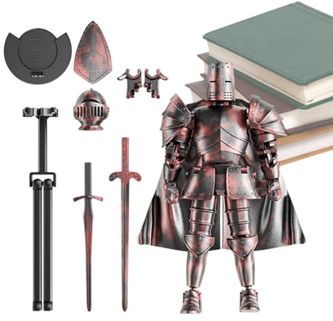 Action Figure - Medieval Knight Action Model, Collectible Movable Figurine, Dining Table Bookshelf Decoration, Toy Display, Desk Ornament, Poseable Figure Accessory for Collection, 5.51x5.2 Inches