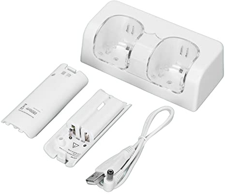 LUCKDANO Remote-Akkuladegerät für – Tragbare Dual-Ladestation mit 2 X 2800 MAh Wiederaufladbaren Akkus – Praktische und Wirtschaftliche Energielösung (White)