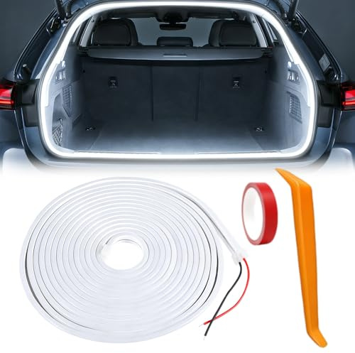 Kofferraum Lichtstreifen, 4M Automatischer Sensor Tail Box Light Strip, Car Trunk Light Strip, Kofferraum Beleuchtung LED Band für Auto Kofferraum Innenbeleuchtung Dekoration (Weiß)